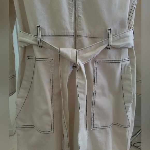 NWOT ZARA PREMIUM DENIM Beige Utility JUMPSUIT (SIZZLING 🔥) SZ.SM GORGEOUS - Picture 5 of 12